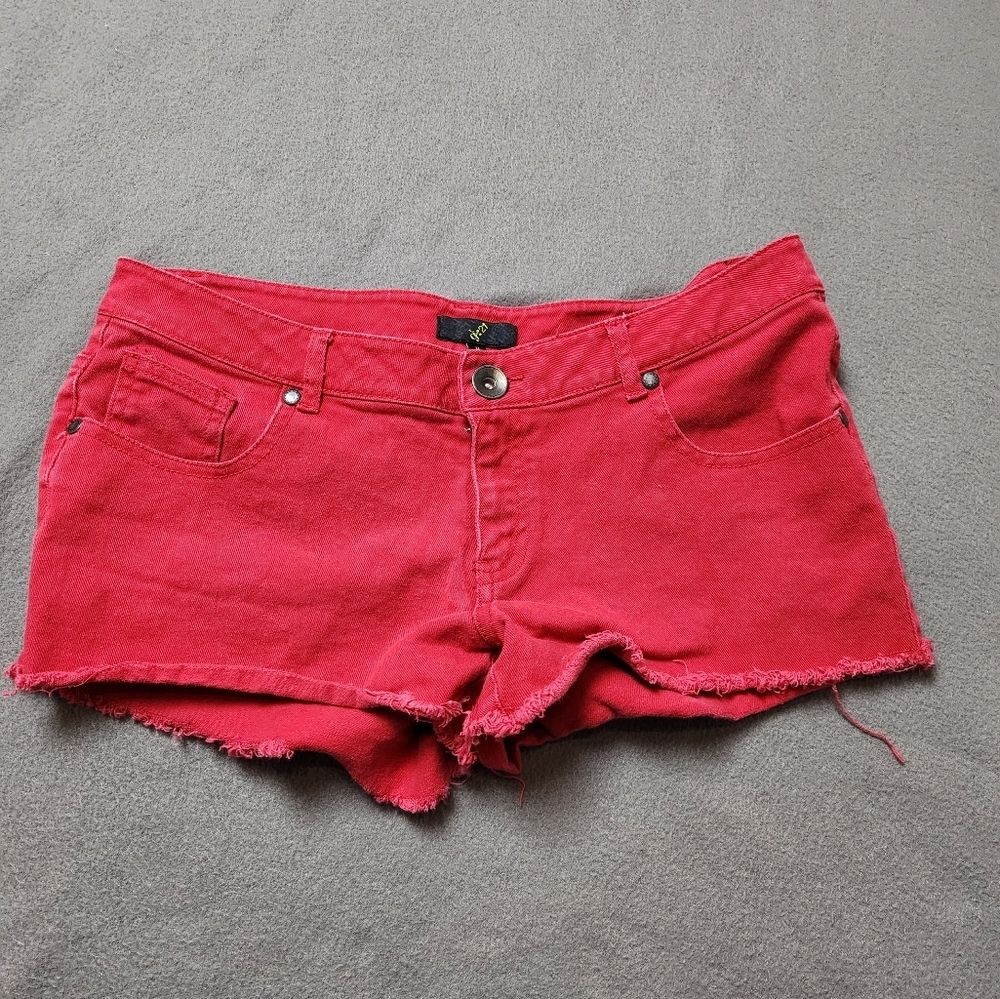 Vintage Colorful Red Cut OFF Jean Shorts Size 11